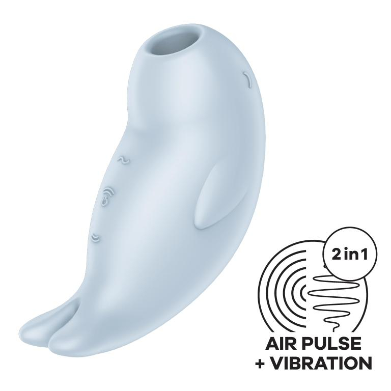Стимулятор клитора "Satisfyer Seal You Soon" вакуум+вибрация, голубой 
