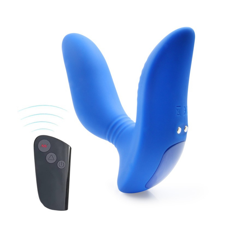 Массажер простаты с вибрацией "Seamless Curve P-Spot" на дистанционном управлении, синий 